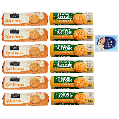 Felce Azzurra 12er Pack Testpaket Biscotti Cereali Ore Liete Gran Cereale, Kekse mit Müsli 1x250g Original italienisch
