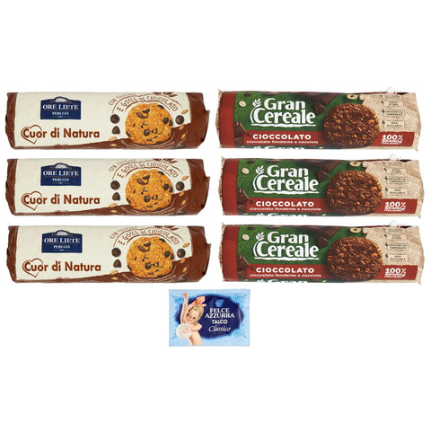 Felce Azzurra 6er Pack Testpaket Biscotti Cereali Cioccolato Ore Liete 1x250g Original italienisch Kekse