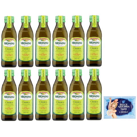 Monini 12er Pack CLASSICO Natives Olivenöl Extra, Olio Extra Vergine di Oliva, Glasflaschen 1x250ml Original italienisch Feinkost