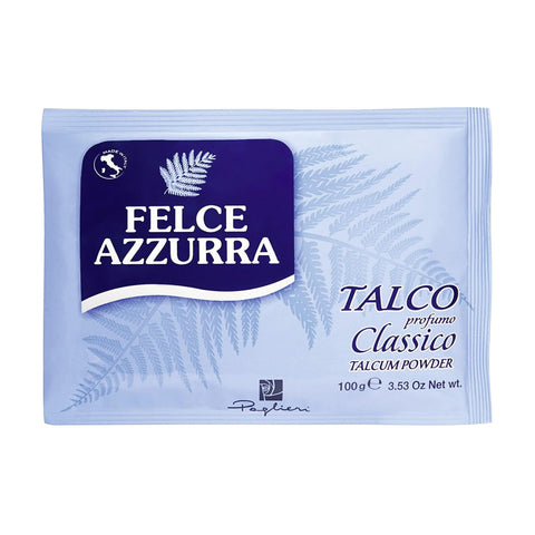 Felce Azzurra Körperpuder Classico im Beutel naturreines Talkumpuder ohne Konservierungs oder Farbstoffe 12x100g Original italienisch Pflege