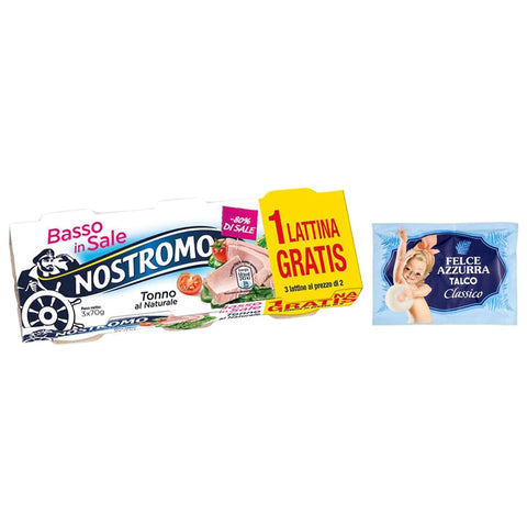 Felce Azzurra 5er Pack Nostromo Thunfisch Tonno al Naturale Basso in Sale, Natürlicher Thunfisch 3x70g Original italienisch Feinkost
