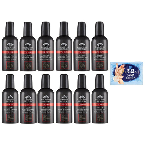 Felce Azzurra Pack Giardino dei Sensi Profumo For Men Legni Mediterranei,Parfüm für Männer Mediterranes Holz 100 ml + 1er Pack Kostenlos Felce Azzurra Talkumpuder, 100 g Beutel italienisch Original