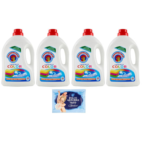 Felce Azzurra 4er-Pack Chanteclair Color Lavatrice, Flüssigwaschmittel für die Waschmaschine, 30 Wäschen, 1350 ml + 1er-Pack Kostenlos Felce Azzurra