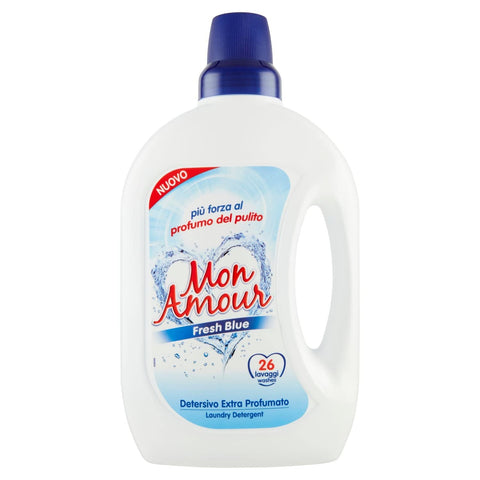 Felce Azzurra Wäschepflege Mon Amour Flüssigwaschmittel Meerblau Extra Duft, verbesserte Formel für kurze und kalte Waschgänge, Waschmittel für lange Wäsche und frische Wäsche, Weiß und Bunt, 1 x 1560 ml, 39 Waschgänge 8001280070549