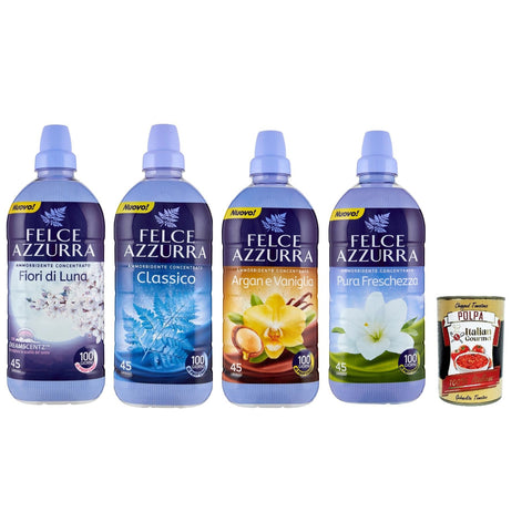 Felce Azzurra Ammorbidente Testpaket, Classico, ambra ed argan, Fiori Di Luna, pura freschezza, Weichspüler Konzentrat Duftende, 45 Washes, 3x 900 Ml italienisch Original