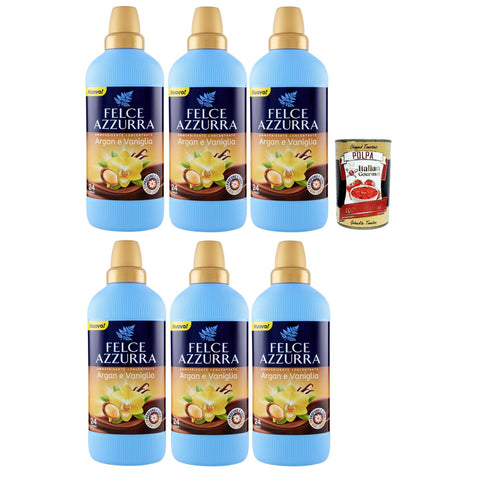 Felce Azzurra Weichspülerkonzentrat Argan und Vanille, sinnlicher Duft 24 Waschgänge 6x 900 ml italienisch Original
