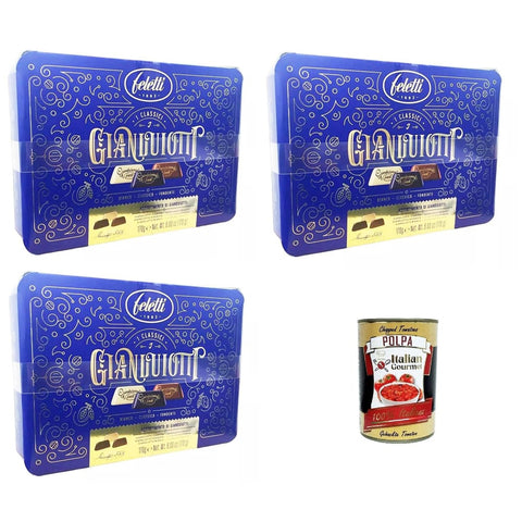 Feletti Scatola Abgepackte Gebäckstücke Feletti Scatola Assortimento Gianduiotti Classico Bianco Fondente Klassische weiße dunkle Gianduiotti Sortimentsbox 3x 170 gr italienisch Original 8032804040014
