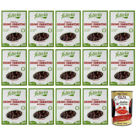 Felicia Tortiglioni di Grano Saraceno Integrale, Pasta mit 100% Bio Buchweizen 14x340g Original italienisch