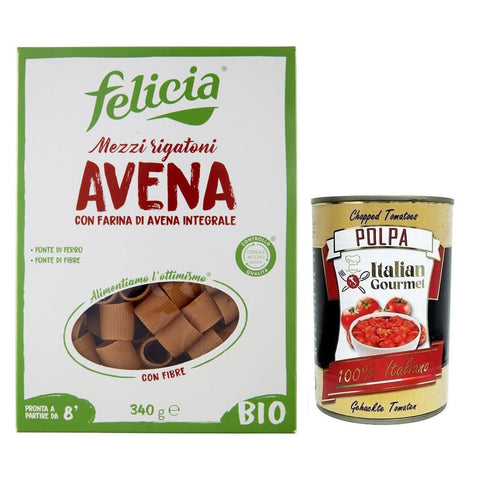 Felicia Nudeln & Pasta Felicia Mezzi Rigatoni Avena Pasta con Farina di Avena integrale Nudeln mit Vollkorn-Haferflocken Bio und Natürlich Glutenfrei Packung mit 340 g italienisch 8032804430976