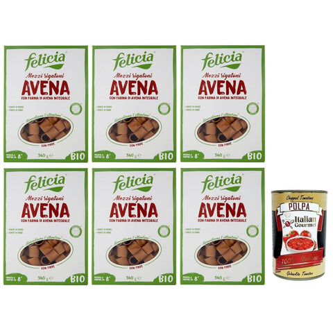Felicia Nudeln & Pasta Felicia Mezzi Rigatoni Avena,Pasta con Farina di Avena integrale,Nudeln mit Vollkorn Haferflocken,Bio und Natürlich Glutenfrei,Packung mit 340 g italienisch Original 8032804430976