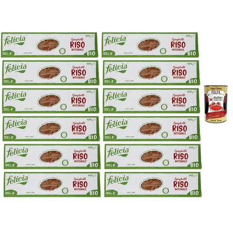 Felicia Spaghetti di Riso Integrale, Pasta mit 100 % braunem Reis aus der italienischen Lieferkette 12x400g Original italienisch