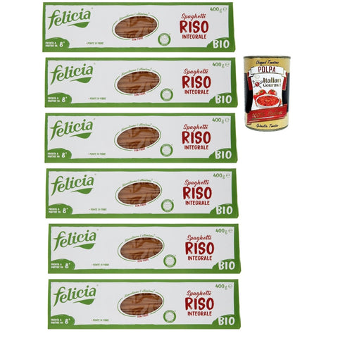 Felicia Spaghetti di Riso Integrale Pasta mit 100 % braunem Reis aus der italienischen Lieferkette Natürlich Glutenfrei Packung mit 6x400 g italienisch Original