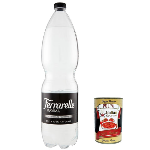 Ferrarelle Maxima Sparkling Water 1 5 Liter PET Sprudel Natürliches Mineralwasser flaschen 12x italienisch Original Pastasauce + kostenlos Polpa 400 g