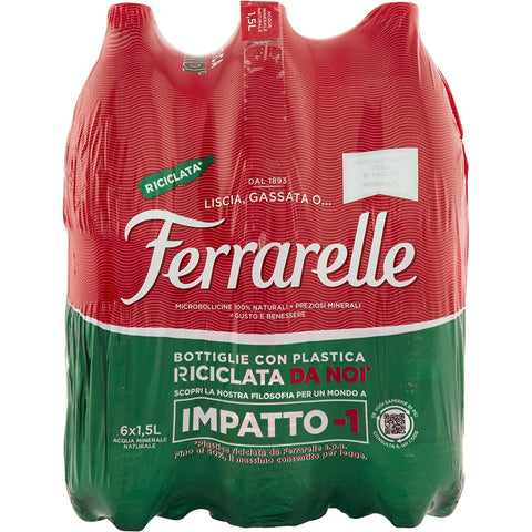 Ferrarelle Acqua Minerale Effervescente Naturale Mineralwasser sprudelnd natürliche PET Italienisches Wasser 12x1,5l Original italienisch Getränk