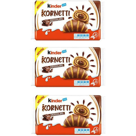Ferrero Kinder Kornetti Cioccolato Cornetti Mit Schokolade Gefüllte Croissants Packung mit 252 g, jede Packung enthält 6 Croissants italienisch Original