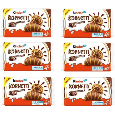 Ferrero Kinder Kornetti Cioccolato Cornetti Mit Schokolade Gefüllte Croissants Packung mit 252g, jede Packung enthält 6 Croissants 6x Original italienisch