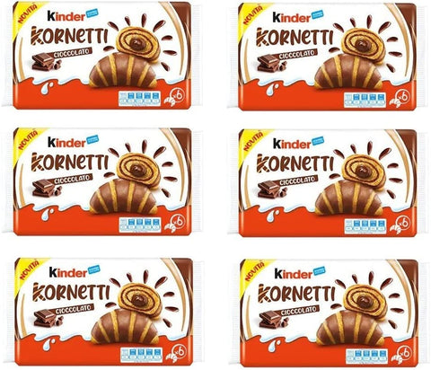 Ferrero Kinder Kornetti Cioccolato Cornetti Mit Schokolade Gefüllte Croissants Packung mit 252g, jede Packung enthält 6 Croissants 6x Original italienisch