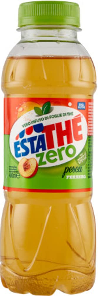 Ferrero Estathe Pesca Zero Eistee Pfirsich - Tee - Aufguss Erfrischendes Getränk ohne Zucker 40 cl mit Stevia-Extrakt 24x Original italienisch