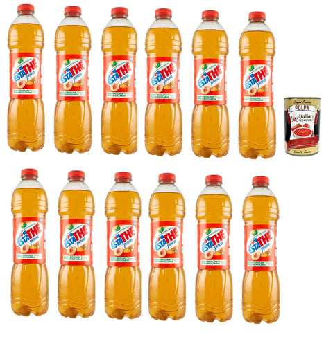 Ferrero ESTATHE Eistee Pfirsich The' Pesca Einweg PET-Flasche 12x1 Tea The Erfrischungsgetränk peach iced tea 5 l italienisch Original Pastasauce + gratis polpa