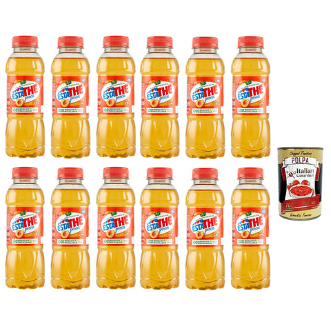 Estathe Eistee Pfirsich The' Pesca Einweg PET Flasche Tea The Erfrischungsgetränk, peach iced tea 12x400ml Original italienisch