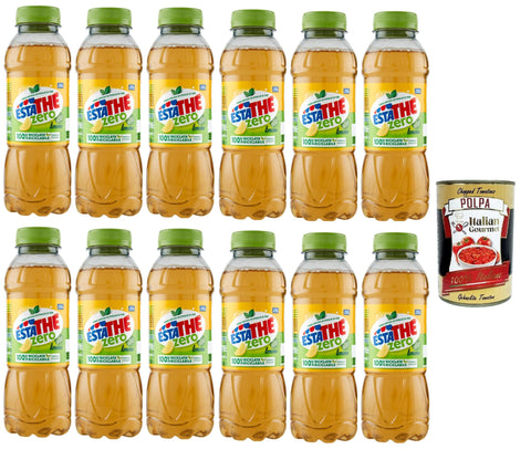 Ferrero ESTATHE Thè Limone zero 12x 400 ml, Eistee The' Zitrone ohne Zucker PET Einweg, ice tea erfrischend, Ohne Konservierungsstoffe und künstliche Farbstoffe, no sugar tea italienisch Original