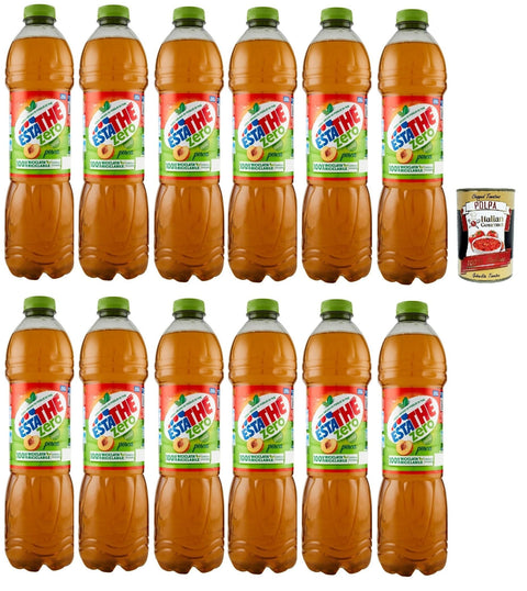 Ferrero ESTATHE Thè Pesca zero 12x1, 5 Lt, Eistee The' Pfirsich ohne Zucker PET Einweg, ice tea erfrischend, Ohne Konservierungsstoffe und künstliche