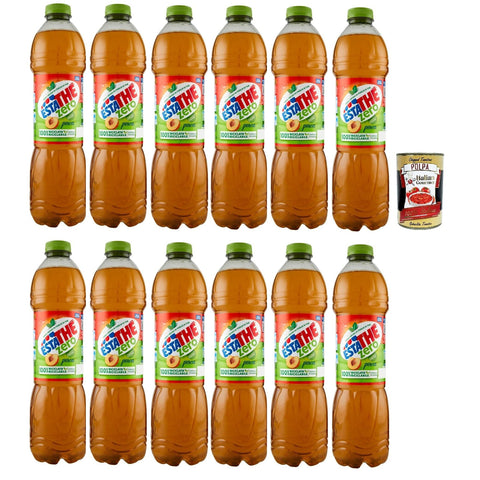 Ferrero ESTATHE Thè Pesca zero 12x1, 5 Lt, Eistee The' Pfirsich ohne Zucker PET Einweg, ice tea erfrischend, Ohne Konservierungsstoffe und künstliche