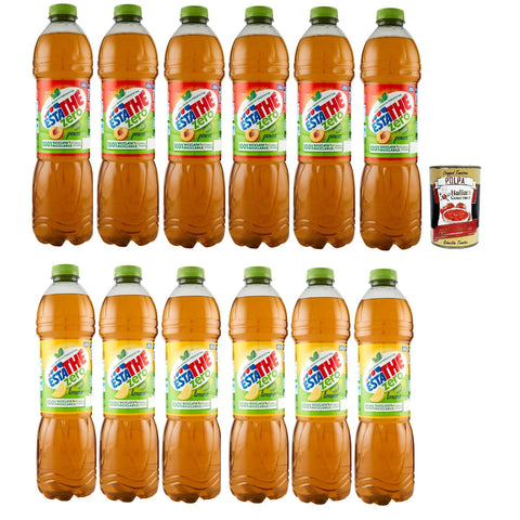 Ferrero ESTATHE Thè Testtpaket zero 12x1, 5 Lt, Eistee The' Pfirsich und Zitrone ohne Zucker PET Einweg, erfrischend, Ohne Konservierungsstoffe und künstliche