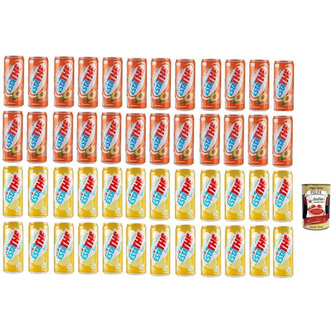 Testpaket Ferrero ESTATHE Eistee The' Zitrone-The' Pfirsich Dose 48x330 ml italienisch Original Pastasauce + kostenlos polpa 400 g