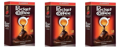 Ferrero Pocket Coffee Espresso 18 pezzi Pralinen mit flüssigem Kaffee gefüllt 3x 225g italienisch Original