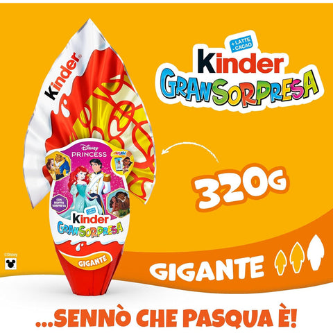 Ferrero Kinder GranSorpresa Gigante Disney Princess Doppel Überraschungs Osterei aus Milchschokolade 320 g italienisch Original