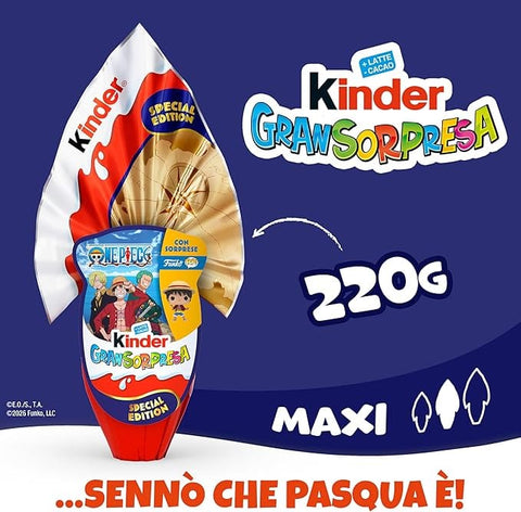 Ferrero Kategorien Kinder GranSorpresa Maxi One Piece Funko Pop One Piece Überraschungs-Osterei aus feinster Milchschokolade, 220 g