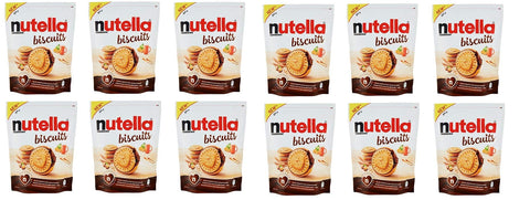 Ferrero Kekse 12x Ferrero Nutella Biscuits Mit Nutella gefüllte Kekse mit Haselnusscreme Beutel mit 304g cookies süßer Snack 8000500310427