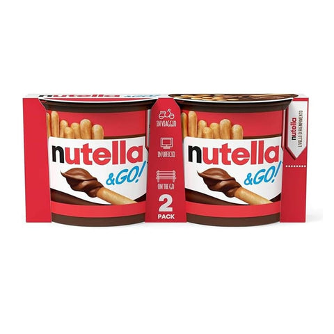Ferrero Kekse Ferrero Nutella &GO Snack auf Basis von Haselnuss und Kakao Streichcreme und knusprige herzhafte Kekse 2x48gr + 2x48g italienisch Original 8000500301609