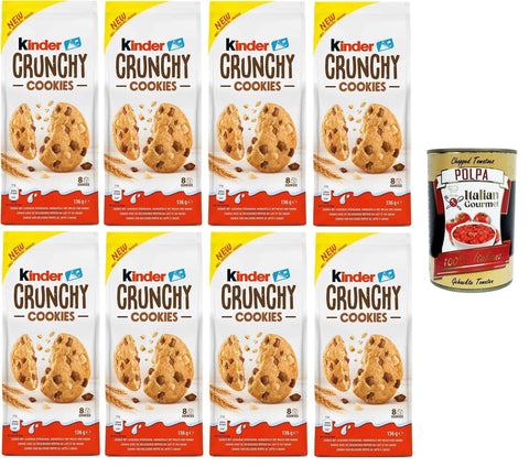 Ferrero Kinder Crunchy Cookies Knusprige Kekse mit Milch und Kakaonuggets 8x 136g italienisch Original