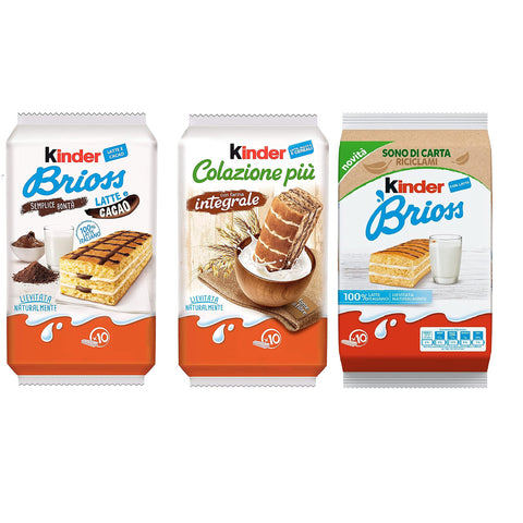 Ferrero Testpaket Kinder Ferrero Brioss mit Milch - Integral - kakao brioche snack 30 x 27gr Original italienisch