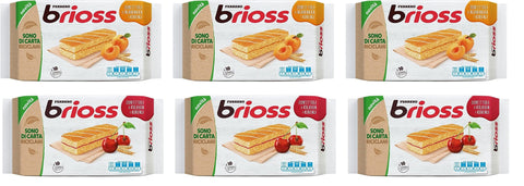 Ferrero Testpaket Brioss Albicocca und Ciligia Aprikose und Kirsche kuchen 6 Packung mit 10 Snacks, 280 g italienisch Original