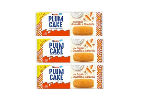 Ferrero Kuchen & Torten 3x MHD 26/12/2025 Kinder Plumcake con Carota e Granella di Mandorla Pflaumenkuchen mit Karotten- und Mandelbröseln 192gr 8000500442104