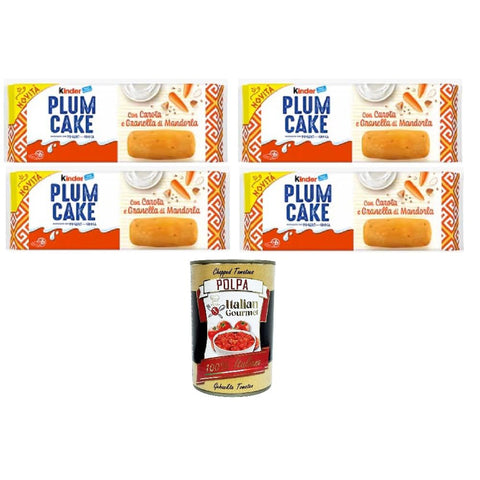 Ferrero Kinder Plumcake con Carota e Granella di Mandorla Pflaumenkuchen mit Karotten und Mandelbröseln 4x192gr italienisch Original
