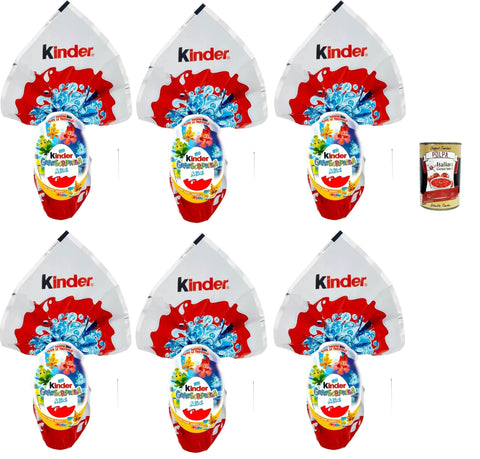 Ferrero Kinder Gransorpresa Uovo dI Pasqua al cioccolato al latte Ei mit Überraschung Milchschokolade Osterei 6x41 g italienisch Original Pastasauce + gratis
