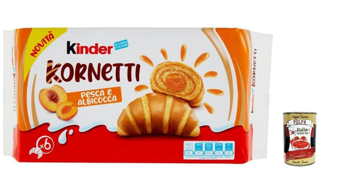Ferrero Reiswaffeln Kinder Kornetti Pfirsich-Aprikosen Croissants, kuchen, 252g, + Italian Gourmet polpa 400g
