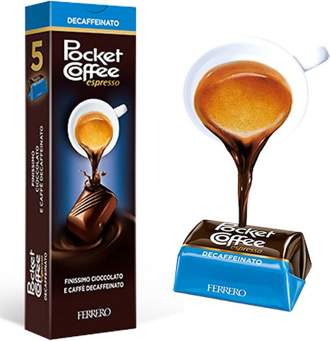 Ferrero Riegel 6x Pocket Coffee espresso Kaffee-Praline mit flüssigem entkoffeiniert DEK Espresso, feine Vollmilch- und Halbbitterschokolade 5 Praline 625g 8000500222270
