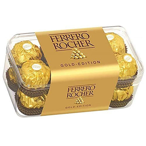 Ferrero Rocher Gold Edition 16 pezzi Milchschokolade mit Haselnussfüllung 200g italienisch Original