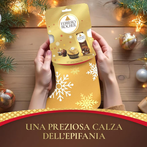 Ferrero Schokolade Ferrero Rocher Calza Strumpf 17 Ferrero Spezialitäten Befana Geschenkidee 255 g italienisch Original 8000500456446