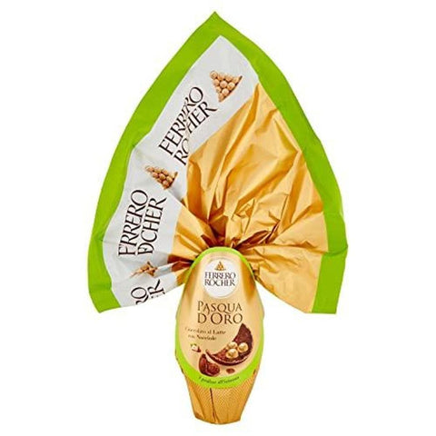 Ferrero Rocher Pasqua d'Oro Latte Uovo di Pasqua Osterei aus Milchschokolade und Haselnuss mit 4 Knusprigen Spezialitäten Drin 340 g italienisch Original