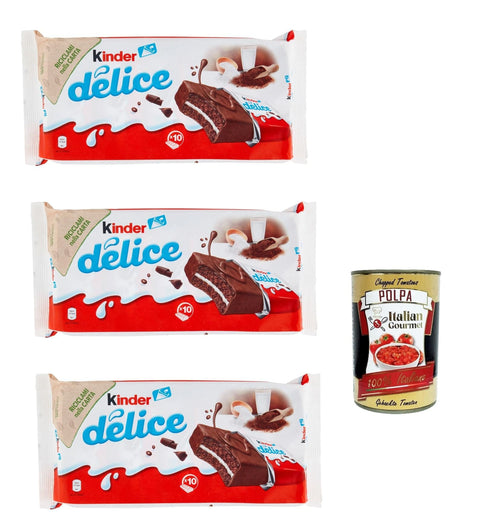 Ferrero Snack Kuchen & Backwaren Kinder Delice CACAO Milchschnitte 30er Pack(30 x 39 g) Kuchen Snack Pausensnack + Italian Gourmet polpa 400g 8000500267103