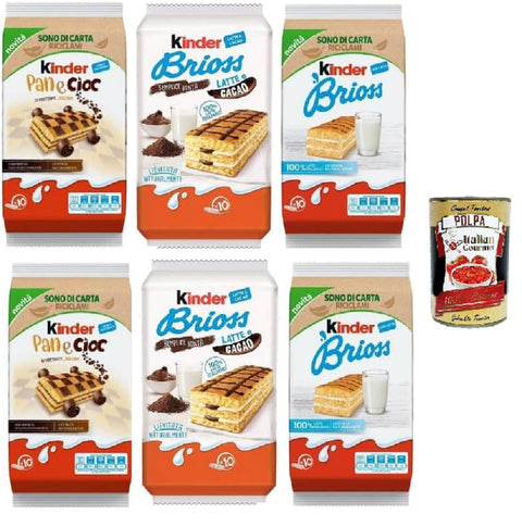 Ferrero Snack Kuchen Kinder Pan e Cioc & Brioss, Sortiment aus Milch- und Schokoladengebäck, 6er-Pack, 290g + Italian Gourmet polpa 400g 8000500283240