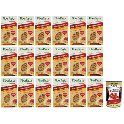 FiberPasta Fusilli Hartweizengrieß Pasta mit 15% Ballaststoffen niedriger glykämischer Index 100% Weizen 18x 250g italienisch Original