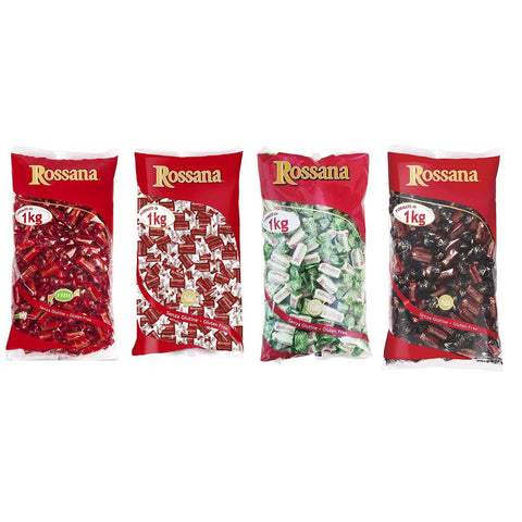 Fida TESTPAKET Rossana Cocco - Cioccolato - Originali - Pistacchio Candies Bonbon Lollies Hartbonbons mit cremiger Füllung, 4 Beutel 1Kg inkl. Italian Gourmet Polpa di Pomodoro 400g Dose Original italienisch
