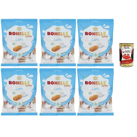 Fida Bonelle Toffee Latte Caramella Morbida Toffee Soft Candy 6x150 g italienisch Original Pastasauce + kostenlos polpa 400 g